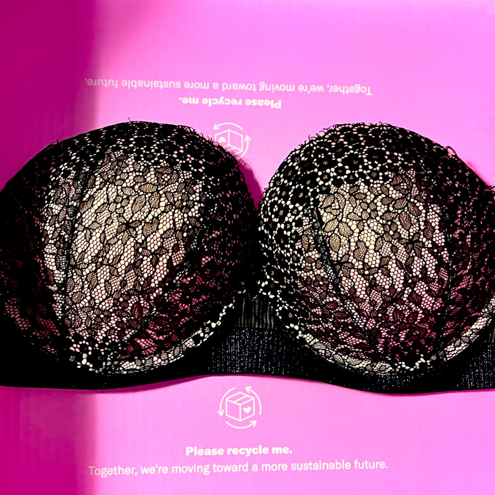 Brand new BLACK LACE MULTI WAY Victoria secret very sexy padded strapless bra